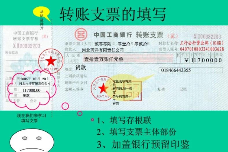 转账支票填写标准