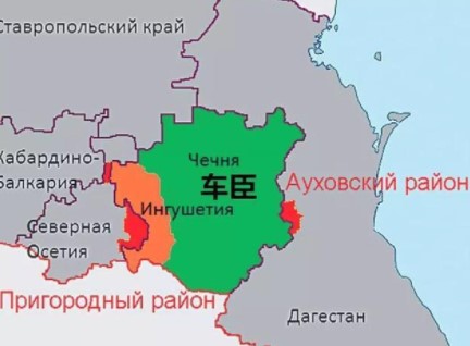 车臣行政区划地图图片